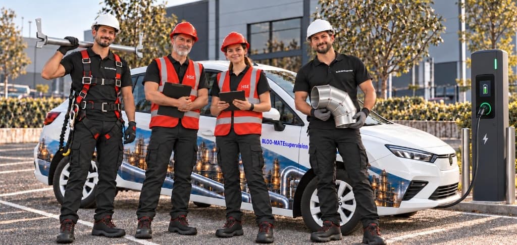 Équipe technique Bloo-Mate Supervision sur chantier